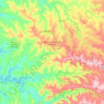 Marechal Cândido Rondon topographic map, elevation, terrain