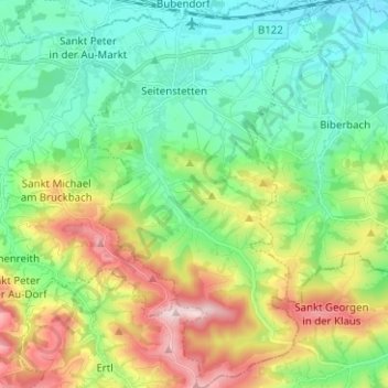 Gemeinde Seitenstetten topographic map, elevation, terrain