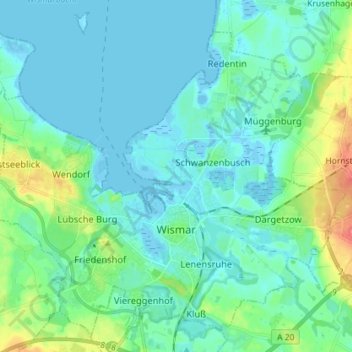 Wismar topographic map, elevation, terrain