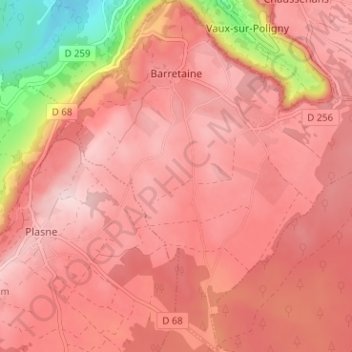 Barretaine topographic map, elevation, terrain