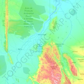 Xique-Xique topographic map, elevation, terrain