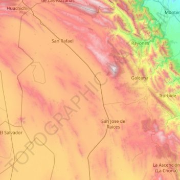 Galeana topographic map, elevation, terrain