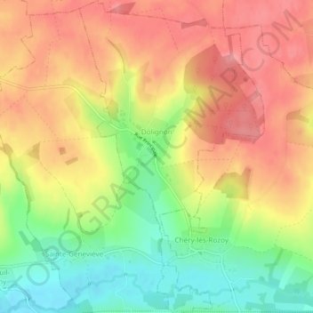 Dolignon topographic map, elevation, terrain