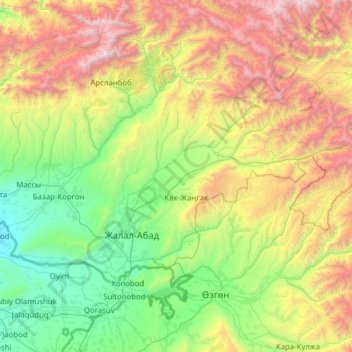 Сузакский район topographic map, elevation, terrain