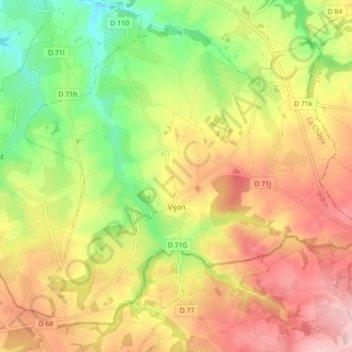 Vijon topographic map, elevation, terrain