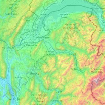 Alta Saboya topographic map, elevation, terrain