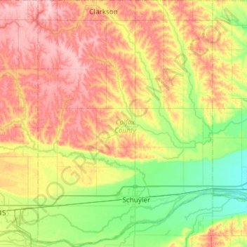 Colfax County topographic map, elevation, terrain