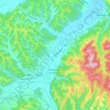 Sankt Johann im Saggautal topographic map, elevation, terrain