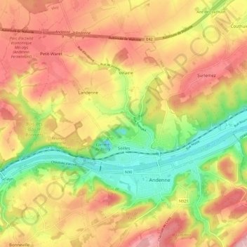 Seilles topographic map, elevation, terrain