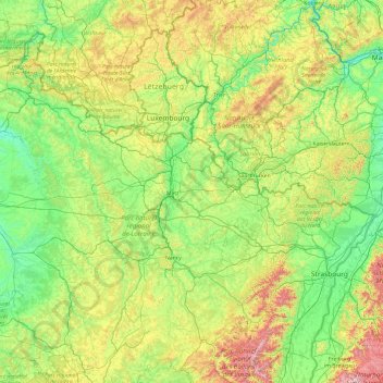 Mosel topographic map, elevation, terrain
