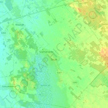 Izsák topographic map, elevation, terrain