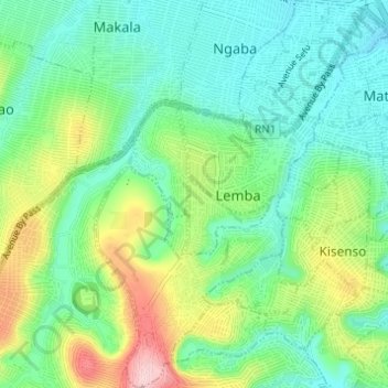 Lemba topographic map, elevation, terrain