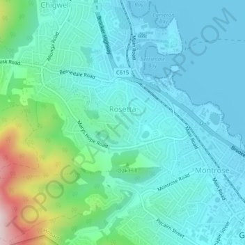 Rosetta topographic map, elevation, terrain
