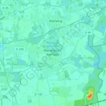 Wandignies-Hamage topographic map, elevation, terrain