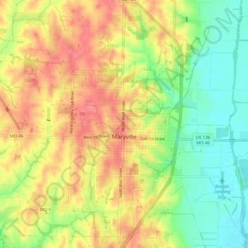 Maryville topographic map, elevation, terrain