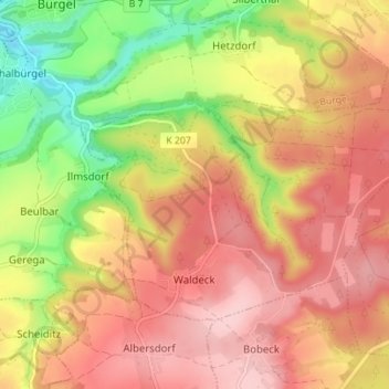 Waldeck topographic map, elevation, terrain