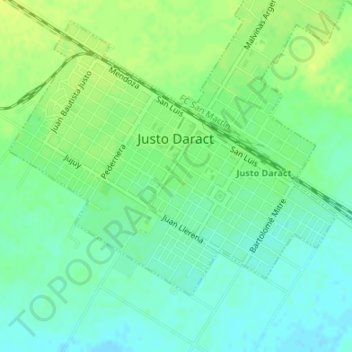 Justo Daract topographic map, elevation, terrain