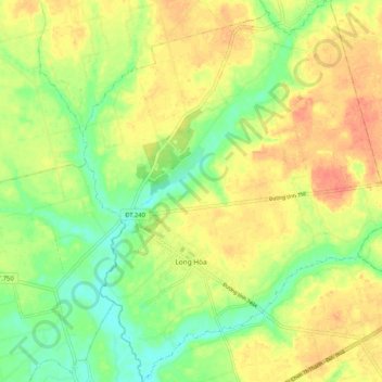 Xã Long Hòa topographic map, elevation, terrain