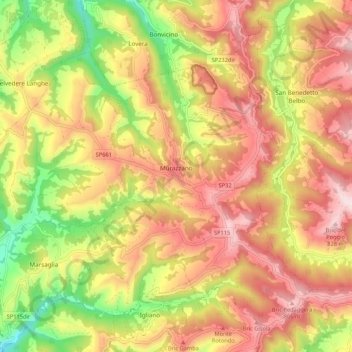 Murazzano topographic map, elevation, terrain
