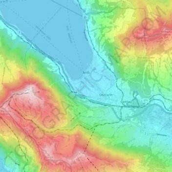 Arth topographic map, elevation, terrain