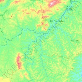 Rio Piracicaba topographic map, elevation, terrain