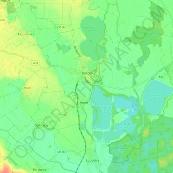 Tovačov topographic map, elevation, terrain