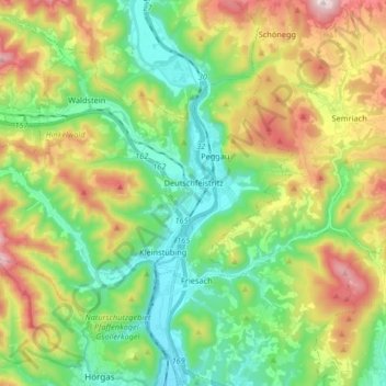 Deutschfeistritz topographic map, elevation, terrain