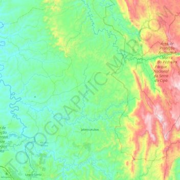 Jaboticatubas topographic map, elevation, terrain