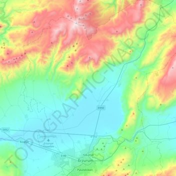 Yakutiye topographic map, elevation, terrain