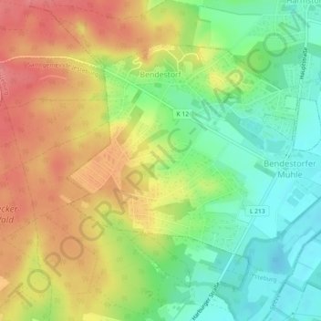 Bendestorf topographic map, elevation, terrain