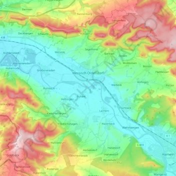 Hessisch Oldendorf topographic map, elevation, terrain