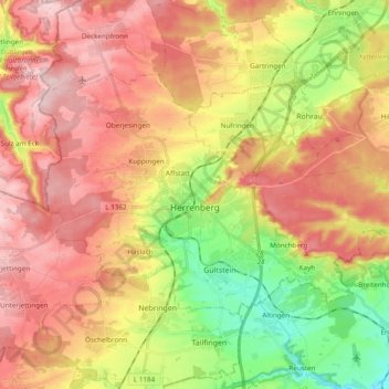 Herrenberg topographic map, elevation, terrain