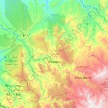 Ricaurte topographic map, elevation, terrain
