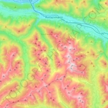 Rottenmann topographic map, elevation, terrain