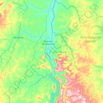 Tocantínia topographic map, elevation, terrain