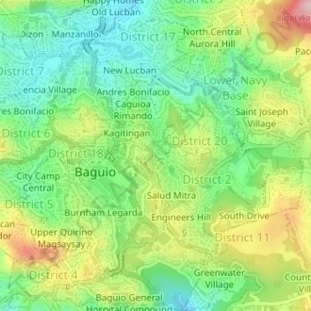 Central Business District topographic map, elevation, terrain