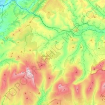 Llywel topographic map, elevation, terrain