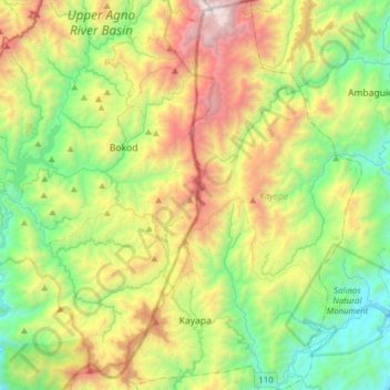 Kayapa topographic map, elevation, terrain