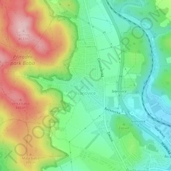 Ivanovice topographic map, elevation, terrain