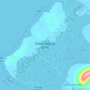 Pulau Tanjung Surat topographic map, elevation, terrain