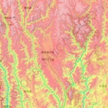 香格里拉市 topographic map, elevation, terrain