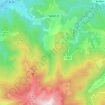 Freychenet topographic map, elevation, terrain