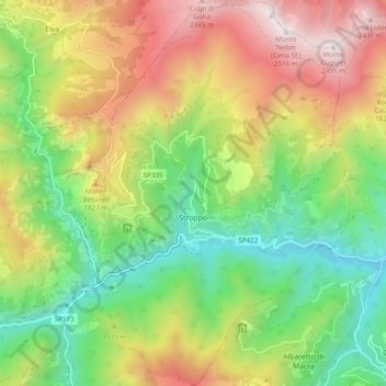 Stroppo topographic map, elevation, terrain