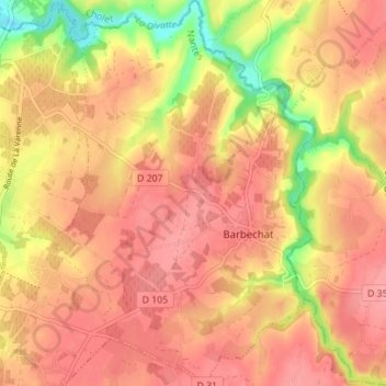 Barbechat topographic map, elevation, terrain