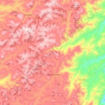 Senador Amaral topographic map, elevation, terrain