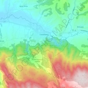 Sokobanja topographic map, elevation, terrain
