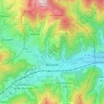 Munster topographic map, elevation, terrain