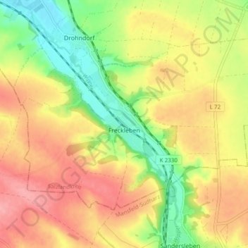 Freckleben topographic map, elevation, terrain