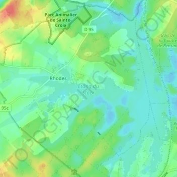 Étang du Stock topographic map, elevation, terrain