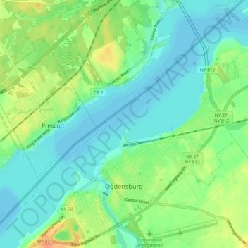 City of Ogdensburg topographic map, elevation, terrain